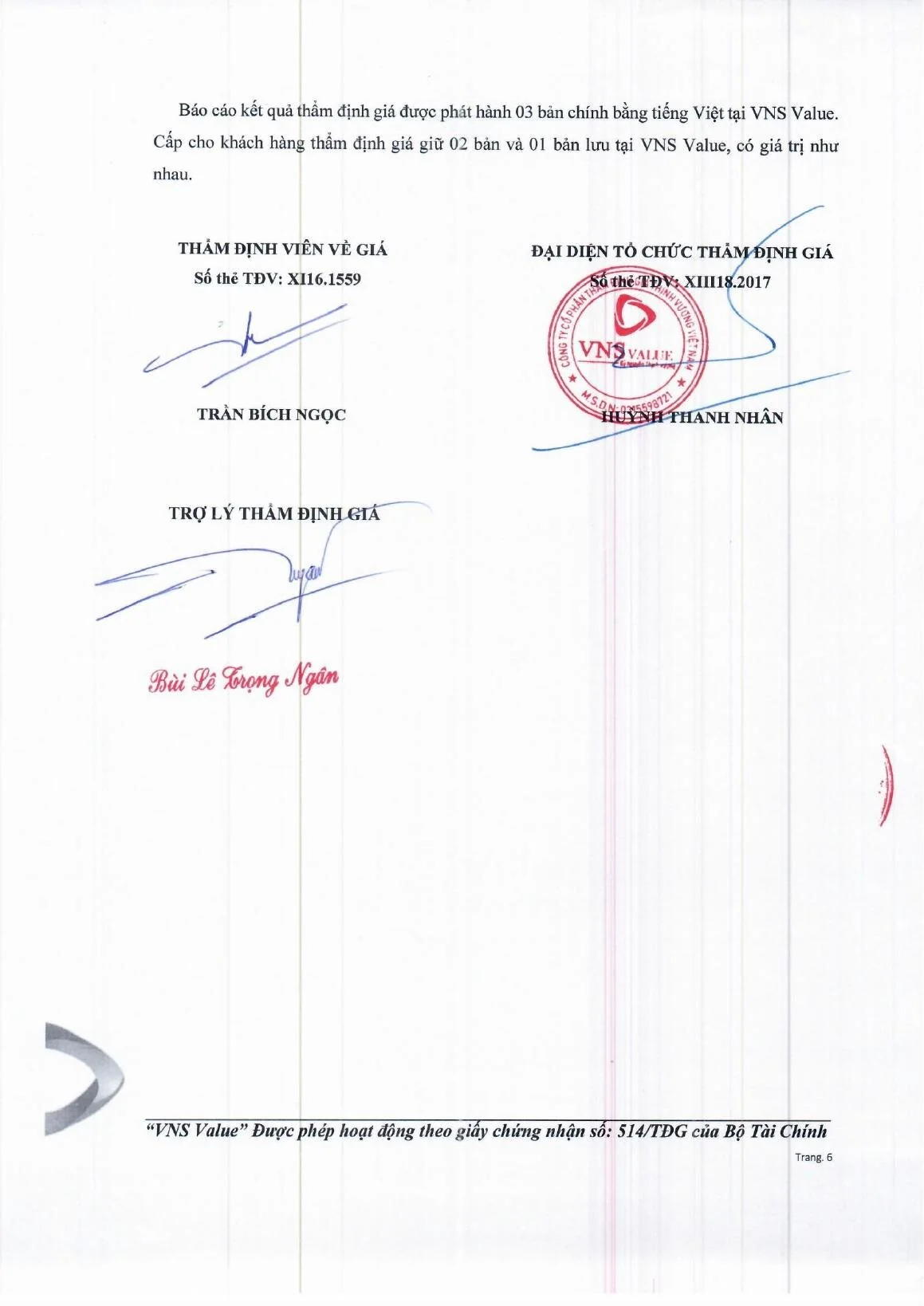 Chứng thư thẩm định giá - trang 6
